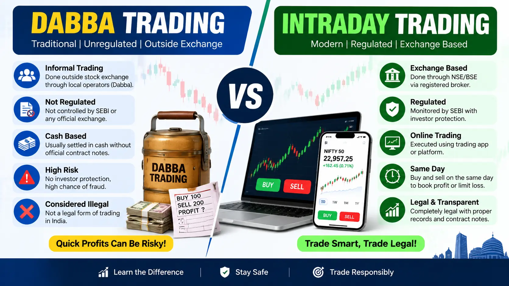 Dabba Trading vs Intraday Trading: Key Differences, Risks and How They Work